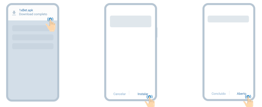 Etapas de instala??o do aplicativo Android 1xbet
